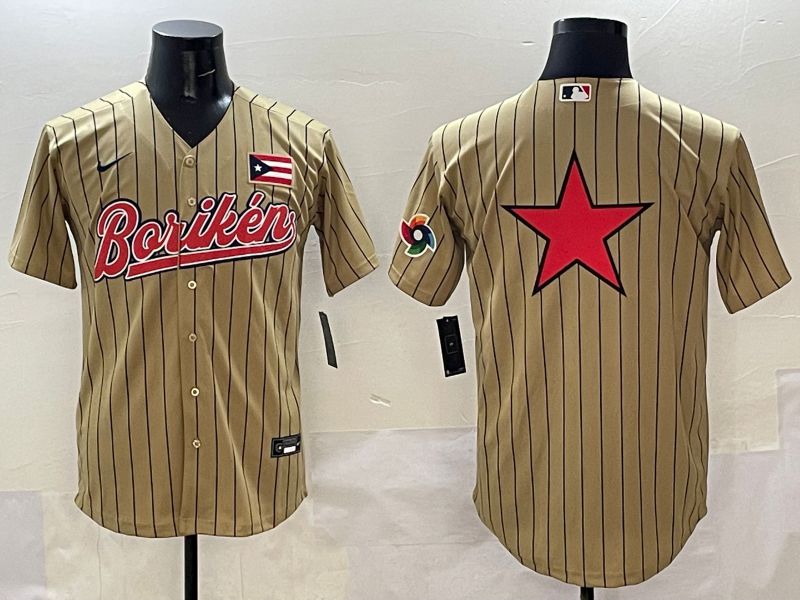 Men Puerto Rico Blank Brown Stripe Joint Name 2025 Nike MLB Jersey style 7->more jerseys->MLB Jersey